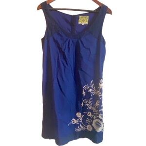 Floreat by Anthropologie blue sleeveless dress with detailed crochet.  Size 8